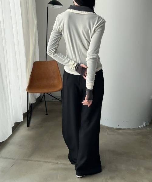 bita.（ビタ）の「シアーポロトップス（Tシャツ/カットソー・レディース・アイボリー/チャコールグレー/ブルー・FREE）」の15枚目の写真