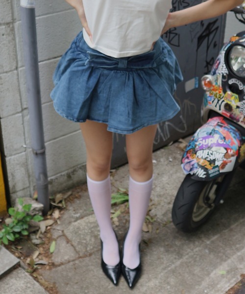 JilLA（ジルア）の「Ribbon Balloon Denim Mini Skirt / リボンバルーンデニムミニスカート（デニムスカート・レディース・ブルー・2/1）」の10枚目の写真