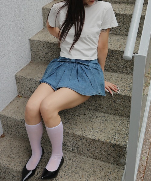 JilLA（ジルア）の「Ribbon Balloon Denim Mini Skirt / リボンバルーンデニムミニスカート（デニムスカート・レディース・ブルー・2/1）」の5枚目の写真