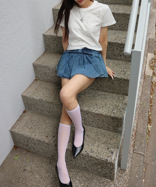 JilLA（ジルア）の「Ribbon Balloon Denim Mini Skirt / リボンバルーンデニムミニスカート（デニムスカート・レディース・ブルー・2/1）」の6枚目の写真