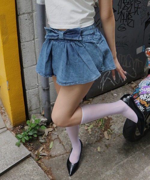 JilLA（ジルア）の「Ribbon Balloon Denim Mini Skirt / リボンバルーンデニムミニスカート（デニムスカート・レディース・ブルー・2/1）」の13枚目の写真