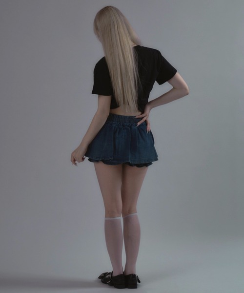 JilLA（ジルア）の「Ribbon Balloon Denim Mini Skirt / リボンバルーンデニムミニスカート（デニムスカート・レディース・ブルー・2/1）」の17枚目の写真