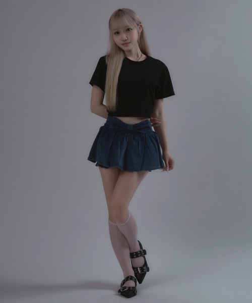 JilLA（ジルア）の「Ribbon Balloon Denim Mini Skirt / リボンバルーンデニムミニスカート（デニムスカート・レディース・ブルー・2/1）」の18枚目の写真