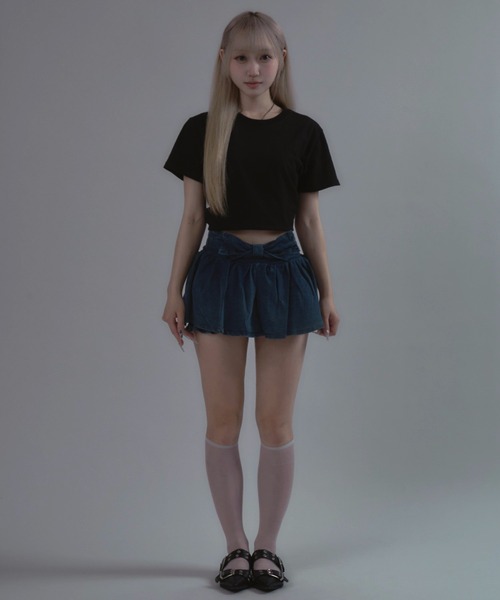 JilLA（ジルア）の「Ribbon Balloon Denim Mini Skirt / リボンバルーンデニムミニスカート（デニムスカート・レディース・ブルー・2/1）」の21枚目の写真