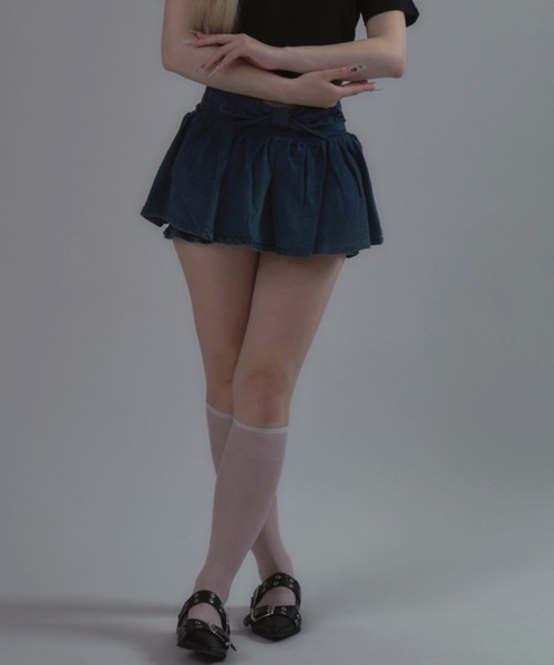 JilLA（ジルア）の「Ribbon Balloon Denim Mini Skirt / リボンバルーンデニムミニスカート（デニムスカート・レディース・ブルー・2/1）」の16枚目の写真