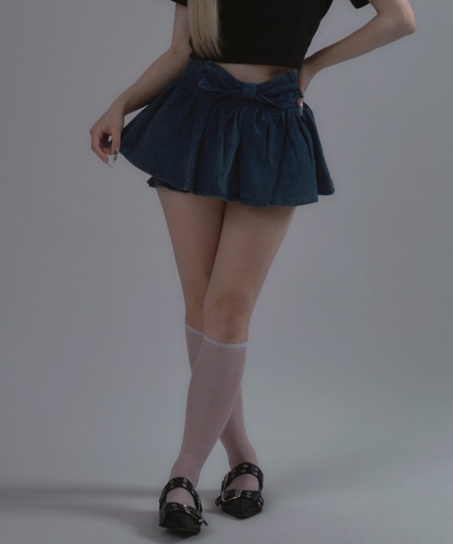 JilLA（ジルア）の「Ribbon Balloon Denim Mini Skirt / リボンバルーンデニムミニスカート（デニムスカート・レディース・ブルー・2/1）」の15枚目の写真