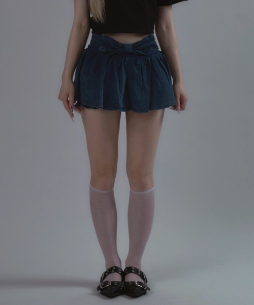 JilLA（ジルア）の「Ribbon Balloon Denim Mini Skirt / リボンバルーンデニムミニスカート（デニムスカート・レディース・ブルー・2/1）」の14枚目の写真