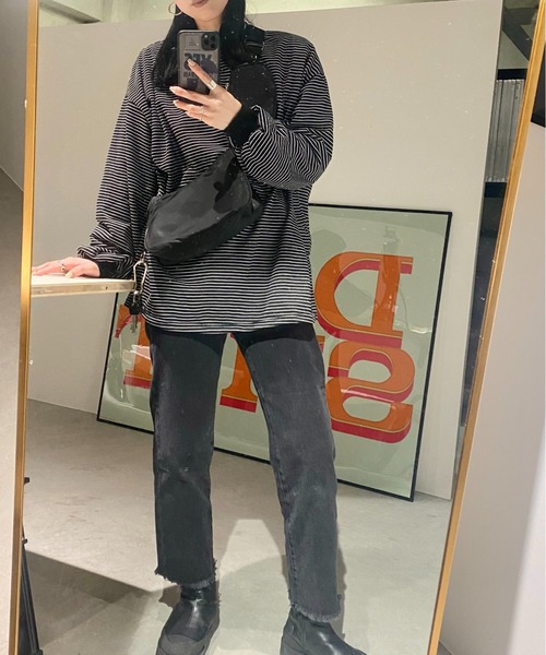 セール】ボーダールーズロンT(kiharu select)/オーバーサイズ