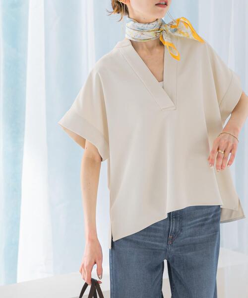 URBAN RESEARCH ROSSO WOMEN（アーバンリサーチ　ロッソ）の「『WEB/一部店舗限定』『撥水』バンドカラープルオーバー（シャツ/ブラウス・レディース・オフホワイト/ブラック・FREE）」の7枚目の写真