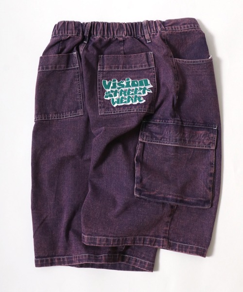 VISION STREET WEAR（ヴィジョンストリートウェア）の「VISION STREET WEAR/ヴィジョンストリートウェア オーバーサイズ デニム ワイド カーゴショートパンツ/ハーフパンツ/レディース メンズ（カーゴパンツ・メンズ・ネイビー/パープル/ライトグレー/ブラック/サックスブルー・M/L/LL）」の5枚目の写真