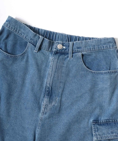 VISION STREET WEAR（ヴィジョンストリートウェア）の「VISION STREET WEAR/ヴィジョンストリートウェア オーバーサイズ デニム ワイド カーゴショートパンツ/ハーフパンツ/レディース メンズ（カーゴパンツ・メンズ・ネイビー/パープル/ライトグレー/ブラック/サックスブルー・M/L/LL）」の21枚目の写真