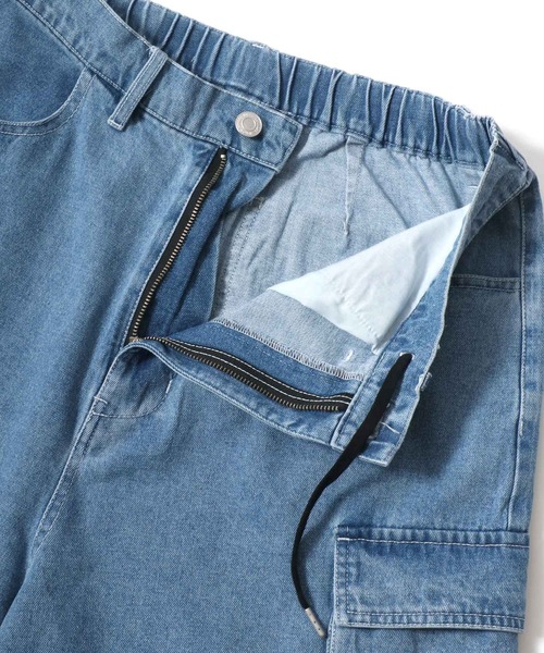 VISION STREET WEAR（ヴィジョンストリートウェア）の「VISION STREET WEAR/ヴィジョンストリートウェア オーバーサイズ デニム ワイド カーゴショートパンツ/ハーフパンツ/レディース メンズ（カーゴパンツ・メンズ・ネイビー/パープル/ライトグレー/ブラック/サックスブルー・M/L/LL）」の22枚目の写真