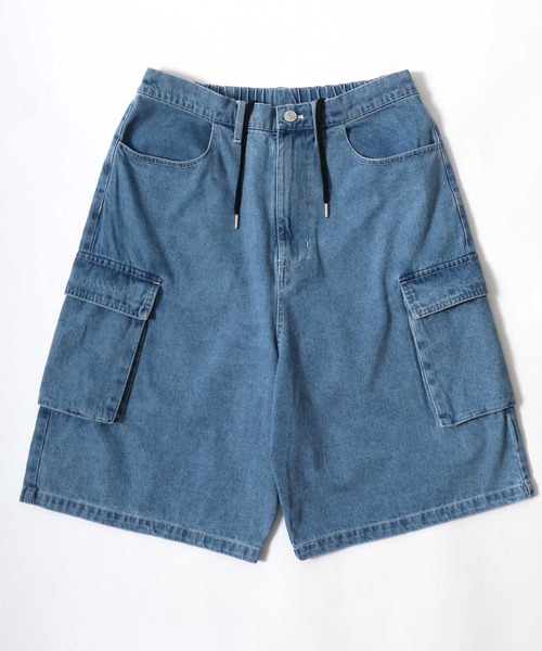 VISION STREET WEAR（ヴィジョンストリートウェア）の「VISION STREET WEAR/ヴィジョンストリートウェア オーバーサイズ デニム ワイド カーゴショートパンツ/ハーフパンツ/レディース メンズ（カーゴパンツ・メンズ・ネイビー/パープル/ライトグレー/ブラック/サックスブルー・M/L/LL）」の17枚目の写真