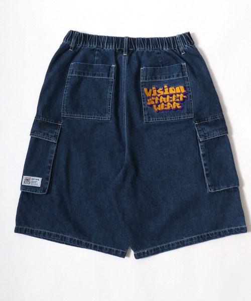 VISION STREET WEAR（ヴィジョンストリートウェア）の「VISION STREET WEAR/ヴィジョンストリートウェア オーバーサイズ デニム ワイド カーゴショートパンツ/ハーフパンツ/レディース メンズ（カーゴパンツ・メンズ・ネイビー/パープル/ライトグレー/ブラック/サックスブルー・M/L/LL）」の16枚目の写真