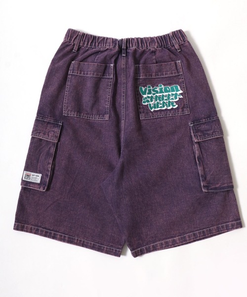 VISION STREET WEAR（ヴィジョンストリートウェア）の「VISION STREET WEAR/ヴィジョンストリートウェア オーバーサイズ デニム ワイド カーゴショートパンツ/ハーフパンツ/レディース メンズ（カーゴパンツ・メンズ・ネイビー/パープル/ライトグレー/ブラック/サックスブルー・M/L/LL）」の20枚目の写真