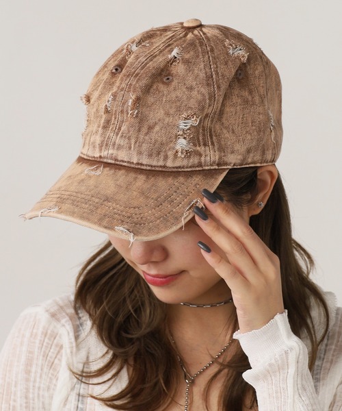 ROOPTOKYO（ループトウキョウ）の「Vintage Damage Design Cap / ヴィンテージダメージデザインキャップ（キャップ・レディース・ブルー/ピンク/ブラウン/ブラック・FREE）」の20枚目の写真
