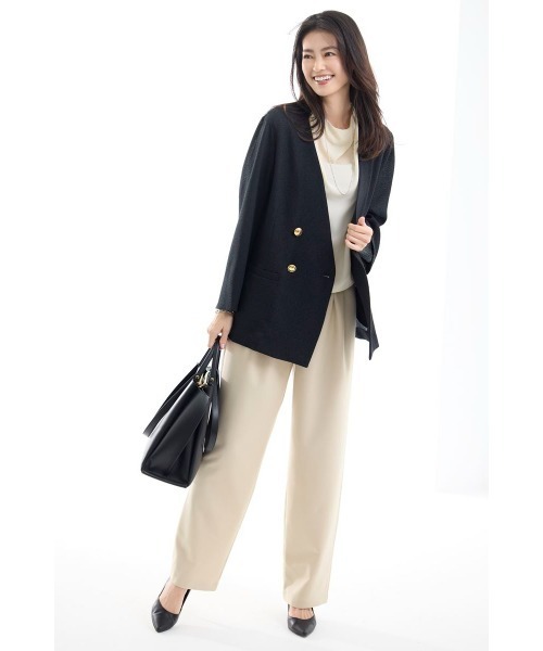 M.deux(エムドゥ)の「《シアーツイードノーカラージャケット》(ノーカラージャケット・レディース・ホワイト/ブラック・MEDIUM)」の3枚目の写真