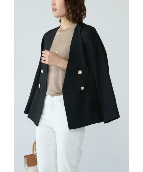 M.deux(エムドゥ)の「《シアーツイードノーカラージャケット》(ノーカラージャケット・レディース・ホワイト/ブラック・MEDIUM)」の4枚目の写真