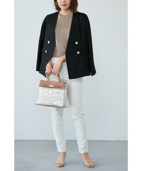 M.deux(エムドゥ)の「《シアーツイードノーカラージャケット》(ノーカラージャケット・レディース・ホワイト/ブラック・MEDIUM)」の5枚目の写真