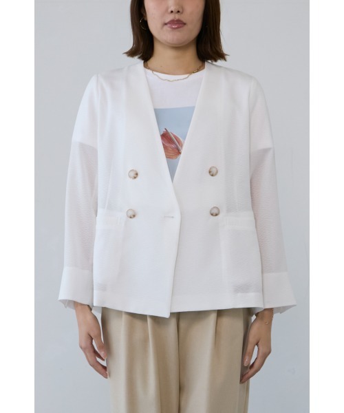 M.deux(エムドゥ)の「《シアーツイードノーカラージャケット》(ノーカラージャケット・レディース・ホワイト/ブラック・MEDIUM)」の7枚目の写真