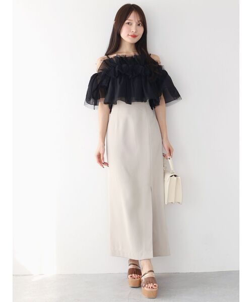 MERCURYDUO（マーキュリーデュオ）の「チュールフリルトップス（シャツ/ブラウス・レディース・ブラック/その他/オフホワイト/グレー/その他1・FREE）」の10枚目の写真