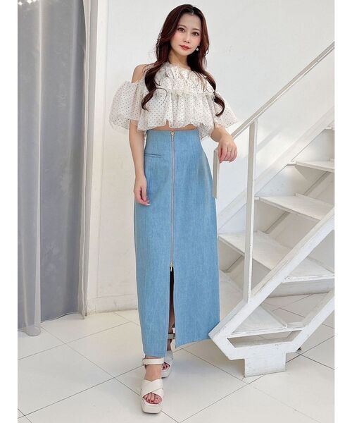 MERCURYDUO（マーキュリーデュオ）の「チュールフリルトップス（シャツ/ブラウス・レディース・ブラック/その他/オフホワイト/グレー/その他1・FREE）」の9枚目の写真