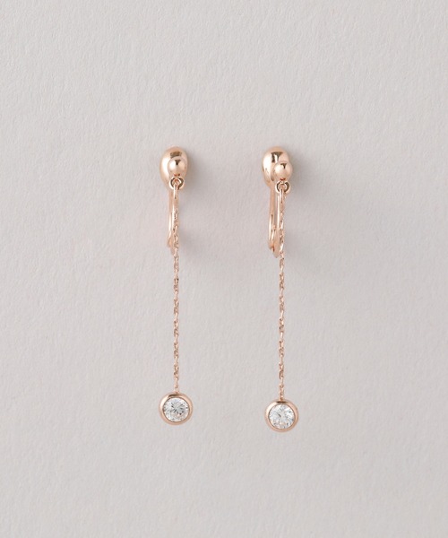 CALIN　STANDARD（カリンスタンダード）の「◆金属アレルギー対応◆◆made in japan◆【痛くない】【落ちにくい】【ストレスフリーな着け心地】ラウンドキュービックジルコニア　ループフィットイヤリング（イヤリング・レディース・ゴールド/ピンクゴールド/シルバー・FREE）」の3枚目の写真