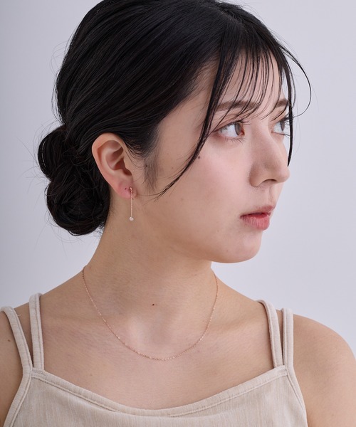 CALIN　STANDARD（カリンスタンダード）の「◆金属アレルギー対応◆◆made in japan◆【痛くない】【落ちにくい】【ストレスフリーな着け心地】ラウンドキュービックジルコニア　ループフィットイヤリング（イヤリング・レディース・ゴールド/ピンクゴールド/シルバー・FREE）」の6枚目の写真