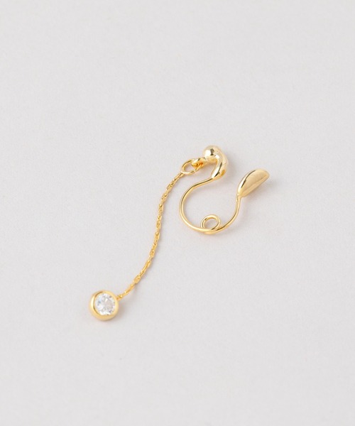CALIN　STANDARD（カリンスタンダード）の「◆金属アレルギー対応◆◆made in japan◆【痛くない】【落ちにくい】【ストレスフリーな着け心地】ラウンドキュービックジルコニア　ループフィットイヤリング（イヤリング・レディース・ゴールド/ピンクゴールド/シルバー・FREE）」の4枚目の写真