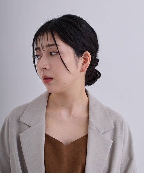 CALIN　STANDARD（カリンスタンダード）の「◆金属アレルギー対応◆◆made in japan◆【痛くない】【落ちにくい】【ストレスフリーな着け心地】ラウンドキュービックジルコニア　ループフィットイヤリング（イヤリング・レディース・ゴールド/ピンクゴールド/シルバー・FREE）」の8枚目の写真