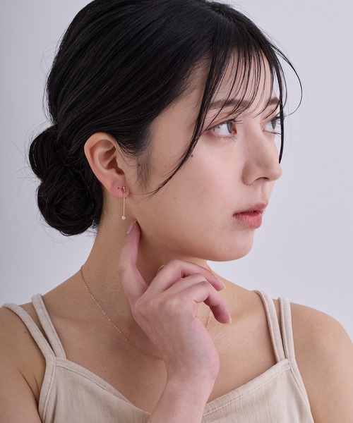 CALIN　STANDARD（カリンスタンダード）の「◆金属アレルギー対応◆◆made in japan◆【痛くない】【落ちにくい】【ストレスフリーな着け心地】ラウンドキュービックジルコニア　ループフィットイヤリング（イヤリング・レディース・ゴールド/ピンクゴールド/シルバー・FREE）」の7枚目の写真