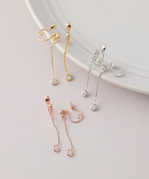 CALIN　STANDARD（カリンスタンダード）の「◆金属アレルギー対応◆◆made in japan◆【痛くない】【落ちにくい】【ストレスフリーな着け心地】ラウンドキュービックジルコニア　ループフィットイヤリング（イヤリング・レディース・ゴールド/ピンクゴールド/シルバー・FREE）」の11枚目の写真