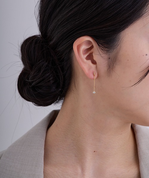 CALIN　STANDARD（カリンスタンダード）の「◆金属アレルギー対応◆◆made in japan◆【痛くない】【落ちにくい】【ストレスフリーな着け心地】ラウンドキュービックジルコニア　ループフィットイヤリング（イヤリング・レディース・ゴールド/ピンクゴールド/シルバー・FREE）」の12枚目の写真