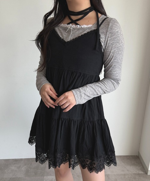 apres jour mignon（アプレジュールミニョン）の「コットンレースキャミチュニック【ZOZOTOWN限定アイテム】（チュニック・レディース・オフホワイト/ブラック・X-LARGE/フリー）」の5枚目の写真