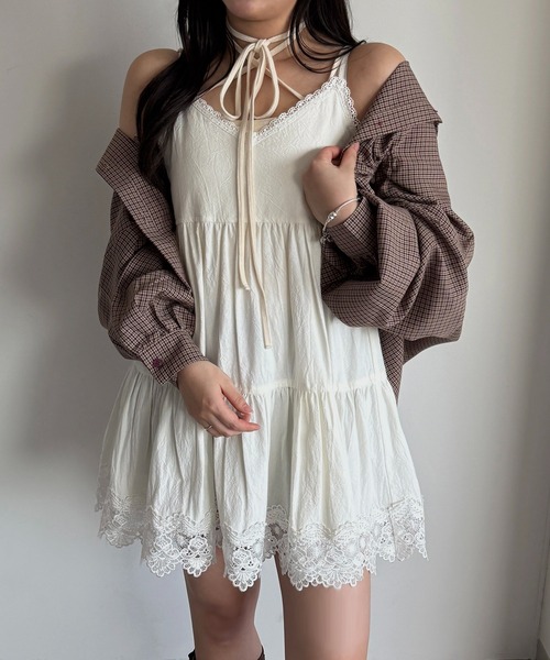 apres jour mignon（アプレジュールミニョン）の「コットンレースキャミチュニック【ZOZOTOWN限定アイテム】（チュニック・レディース・オフホワイト/ブラック・X-LARGE/フリー）」の7枚目の写真