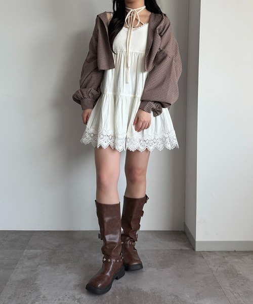 apres jour mignon（アプレジュールミニョン）の「コットンレースキャミチュニック【ZOZOTOWN限定アイテム】（チュニック・レディース・オフホワイト/ブラック・X-LARGE/フリー）」の9枚目の写真