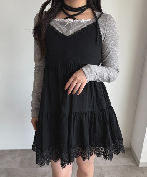 apres jour mignon（アプレジュールミニョン）の「コットンレースキャミチュニック【ZOZOTOWN限定アイテム】（チュニック・レディース・オフホワイト/ブラック・X-LARGE/フリー）」の10枚目の写真