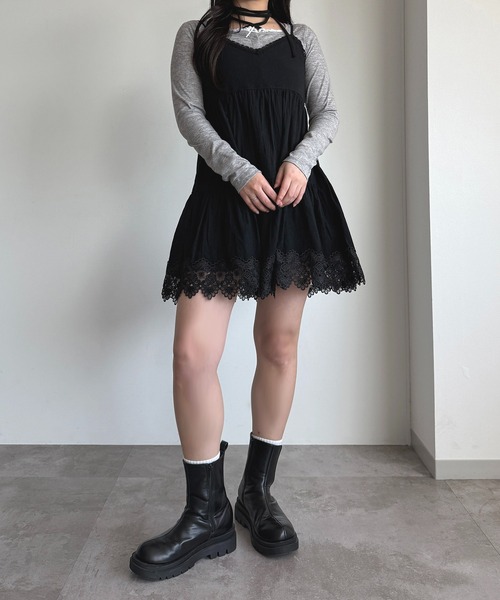 apres jour mignon（アプレジュールミニョン）の「コットンレースキャミチュニック【ZOZOTOWN限定アイテム】（チュニック・レディース・オフホワイト/ブラック・X-LARGE/フリー）」の12枚目の写真