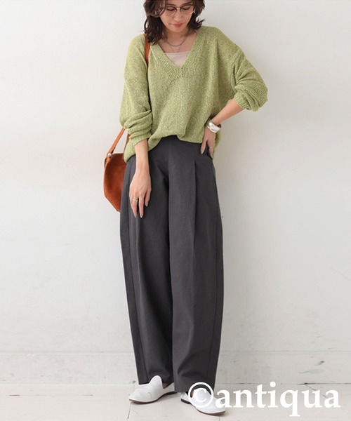 antiqua(アンティカ)の「リネンテーパードパンツ(その他パンツ・レディース・ネイビー/チャコールグレー/ナチュラル/ブラック/カーキ/オレンジ・MEDIUM/LARGE)」の16枚目の写真