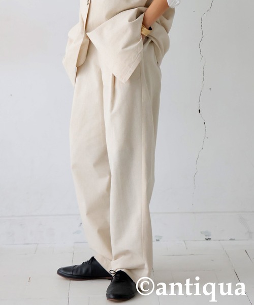 セットアップ対応】ソロストレッチ リネン テーパード パンツ