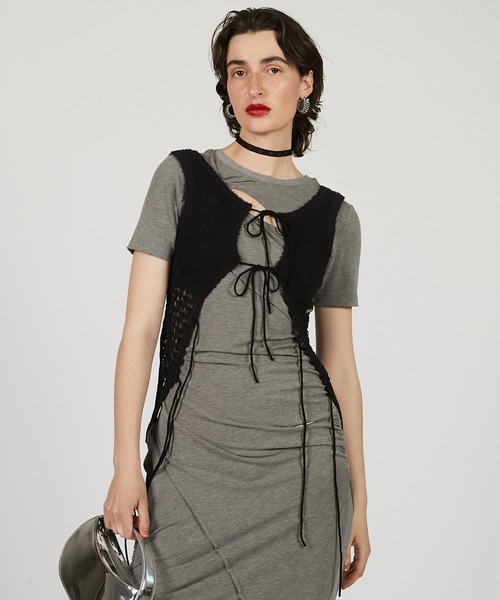 PRANK PROJECT(プランクプロジェクト)の「コイルメッシュコンビニットタンク / Coil Mesh Knit Tank(タンクトップ・レディース・レッド/アイボリー/ブラック・FREE)」の3枚目の写真