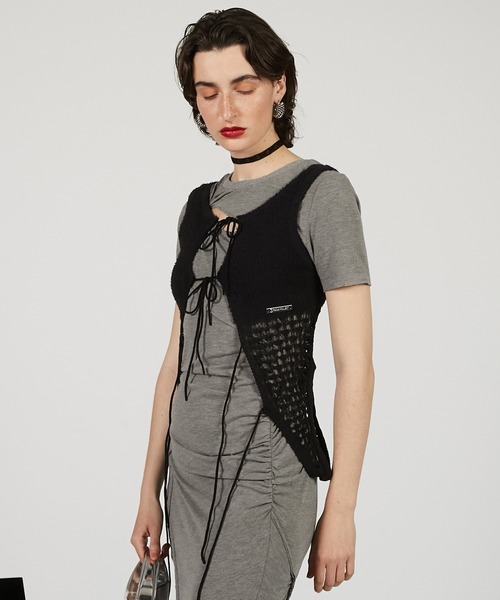 PRANK PROJECT(プランクプロジェクト)の「コイルメッシュコンビニットタンク / Coil Mesh Knit Tank(タンクトップ・レディース・レッド/アイボリー/ブラック・FREE)」の19枚目の写真