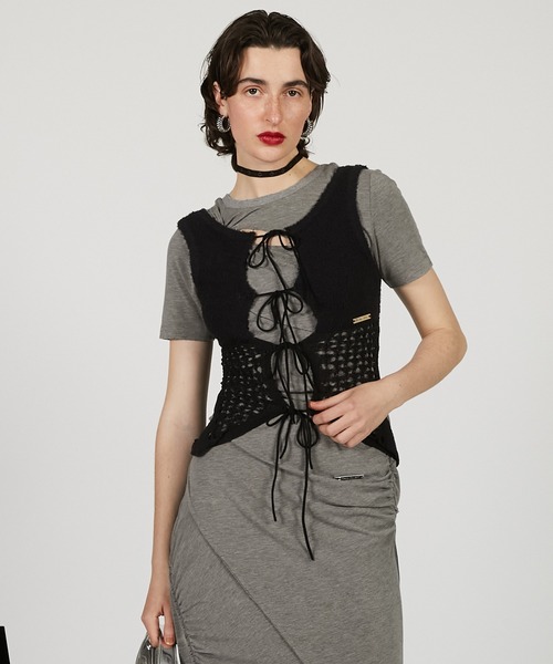 PRANK PROJECT(プランクプロジェクト)の「コイルメッシュコンビニットタンク / Coil Mesh Knit Tank(タンクトップ・レディース・レッド/アイボリー/ブラック・FREE)」の16枚目の写真