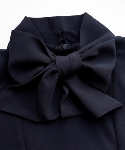 ドレスプラス DRESS+ リボン取り外し可能なセットアップ パンツドレス （ブラック） セール】リボン取り外し可能なセットアップ パンツドレス