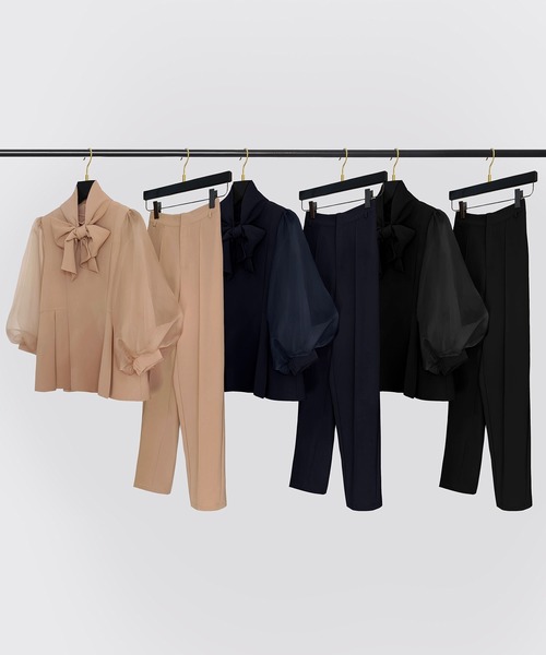 セール】リボン取り外し可能なセットアップ パンツドレス