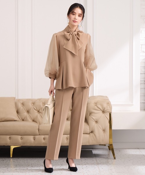 DRESS PLUS(ドレスプラス)の「リボン取り外し可能なセットアップ パンツドレス(パンツドレス・レディース・ブラック/ネイビー/モカ・S/M/L/XL/XXL)」の9枚目の写真
