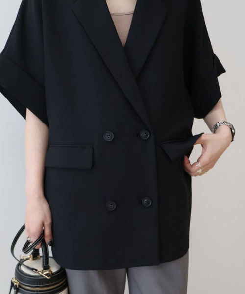 AMERICAN HOLIC(アメリカンホリック)の「テーラード半袖ジャケット(テーラードジャケット・レディース・ブラック/ベージュ・FREE)」の7枚目の写真