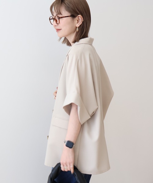 AMERICAN HOLIC(アメリカンホリック)の「テーラード半袖ジャケット(テーラードジャケット・レディース・ブラック/ベージュ・FREE)」の11枚目の写真