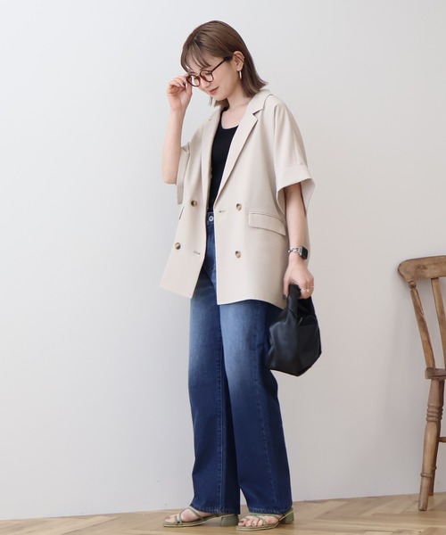 AMERICAN HOLIC(アメリカンホリック)の「テーラード半袖ジャケット(テーラードジャケット・レディース・ブラック/ベージュ・FREE)」の15枚目の写真