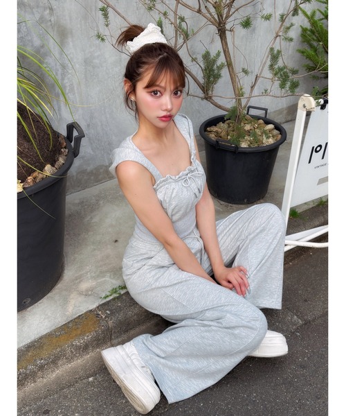 Darich（ダーリッチ）の「コルセットリブスウェットベアトップ（その他トップス・レディース・グレー/サックスブルー/ピンク・FREE）」の4枚目の写真